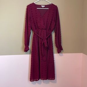 Baltic Born Paisley Dot MIDI Dress Size Small in Red (Cranberry)